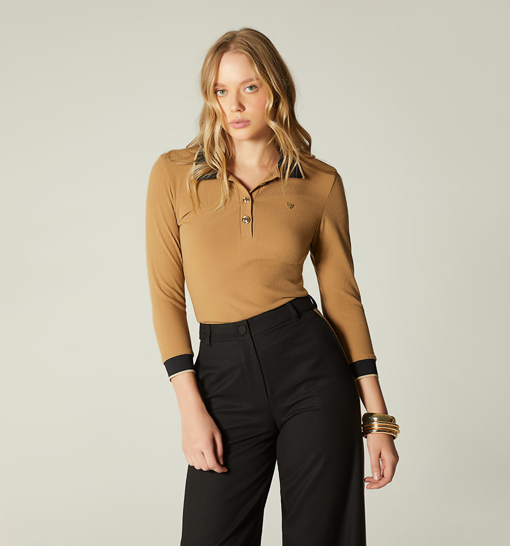 Blusa ajustada manga larga