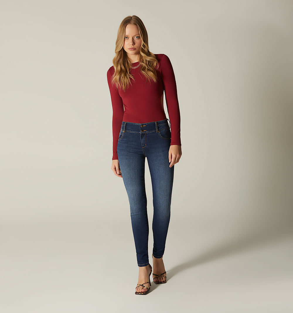 Jean ultraslim tiro alto bolsillos con h