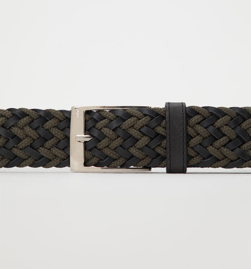 Cinturon  de cuero trenzado en combinaci