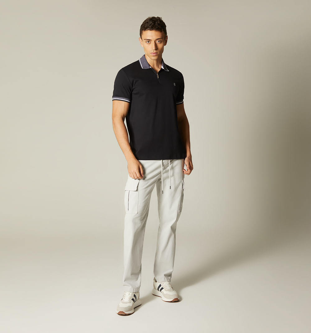 Polo para hombre con cuello en jaquard
