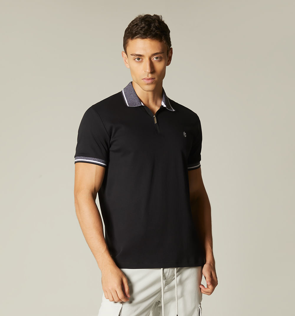 Polo para hombre con cuello en jaquard