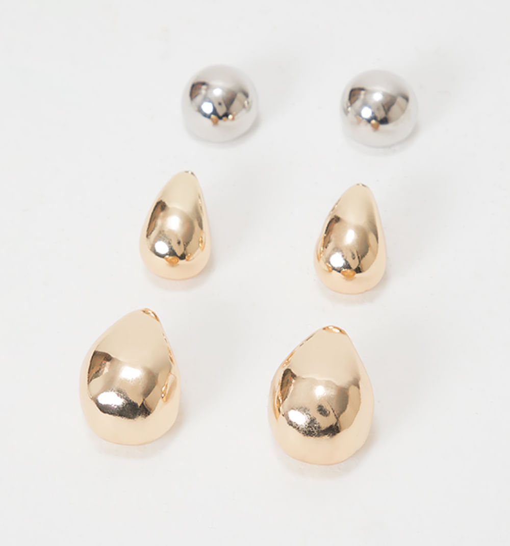 Aretes chuncky gotas set x3