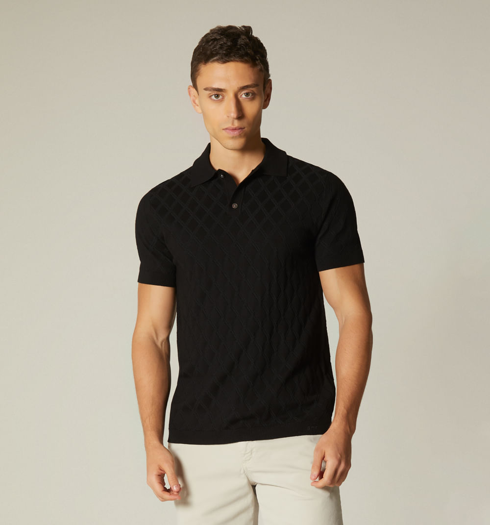 Polo para hombre con tejidos rombos