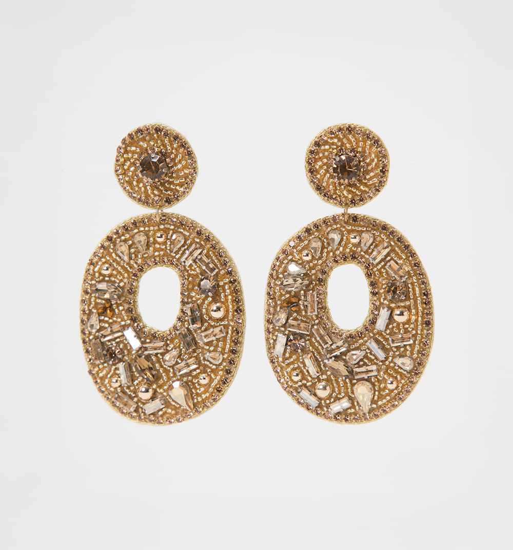 Aretes maxi ovalo con cristales