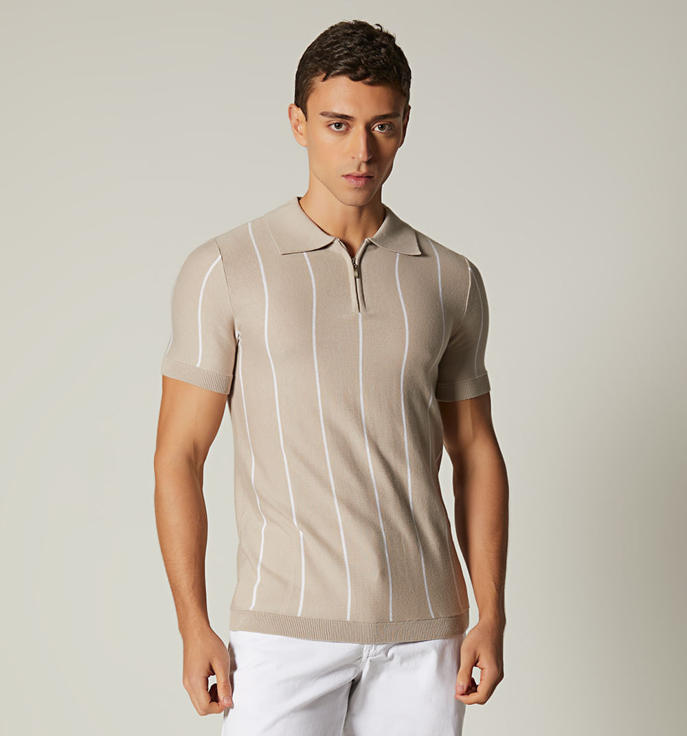 Polo para hombre tejida con cierre