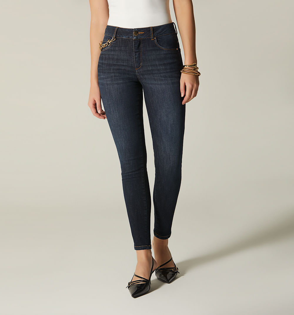 Jean skinny tiro medio con bolsillos cad