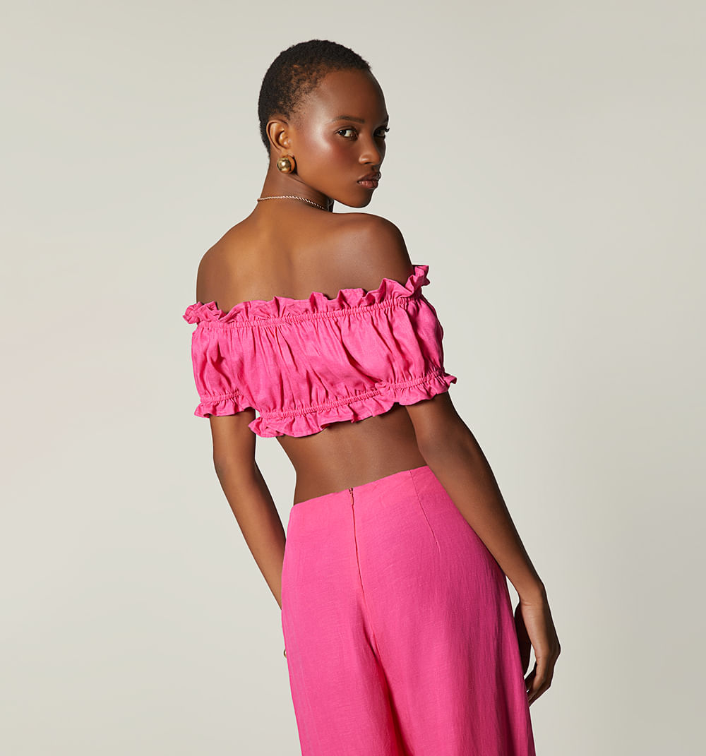 Crop manga corta frente con encajes