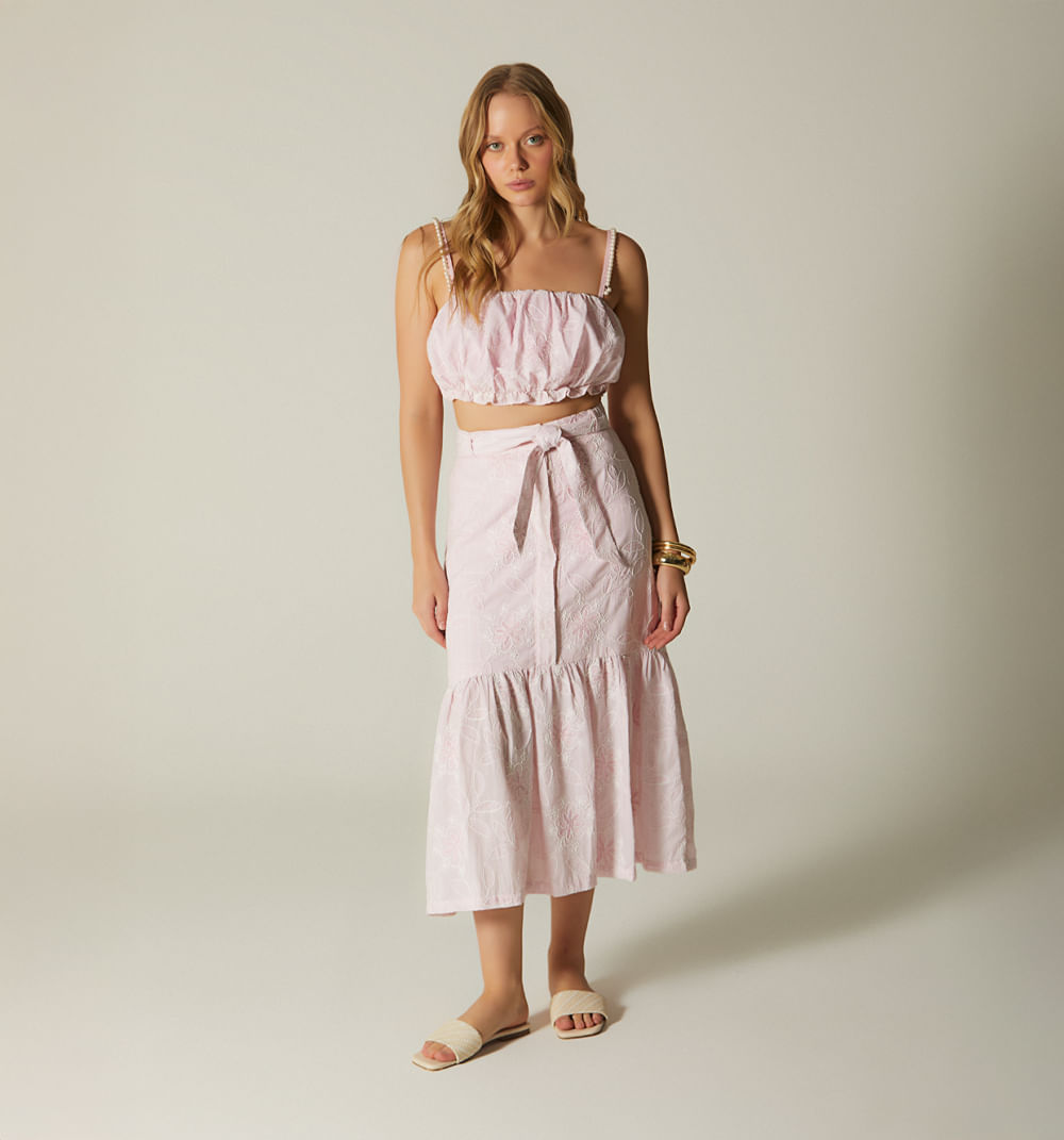 Blusa crop de tiras con insumo