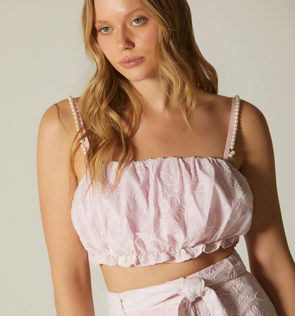 Blusa crop de tiras con insumo