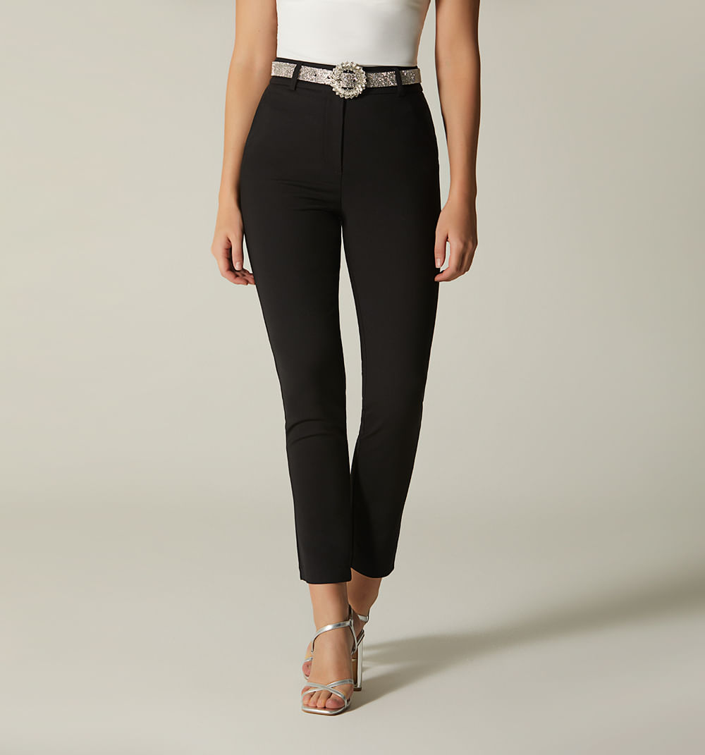 Pantalon tiro alto con correa
