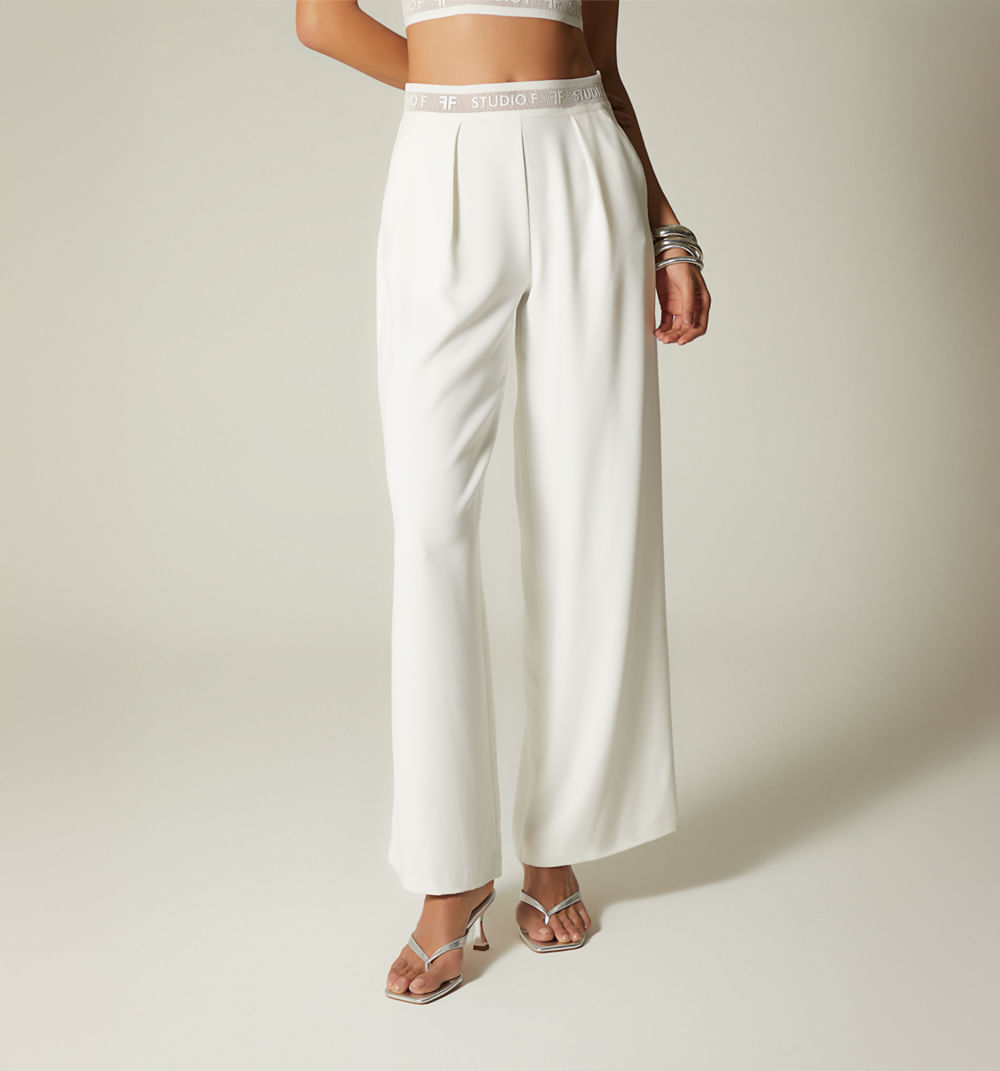 Pantalon bota ancha con elastico en cint