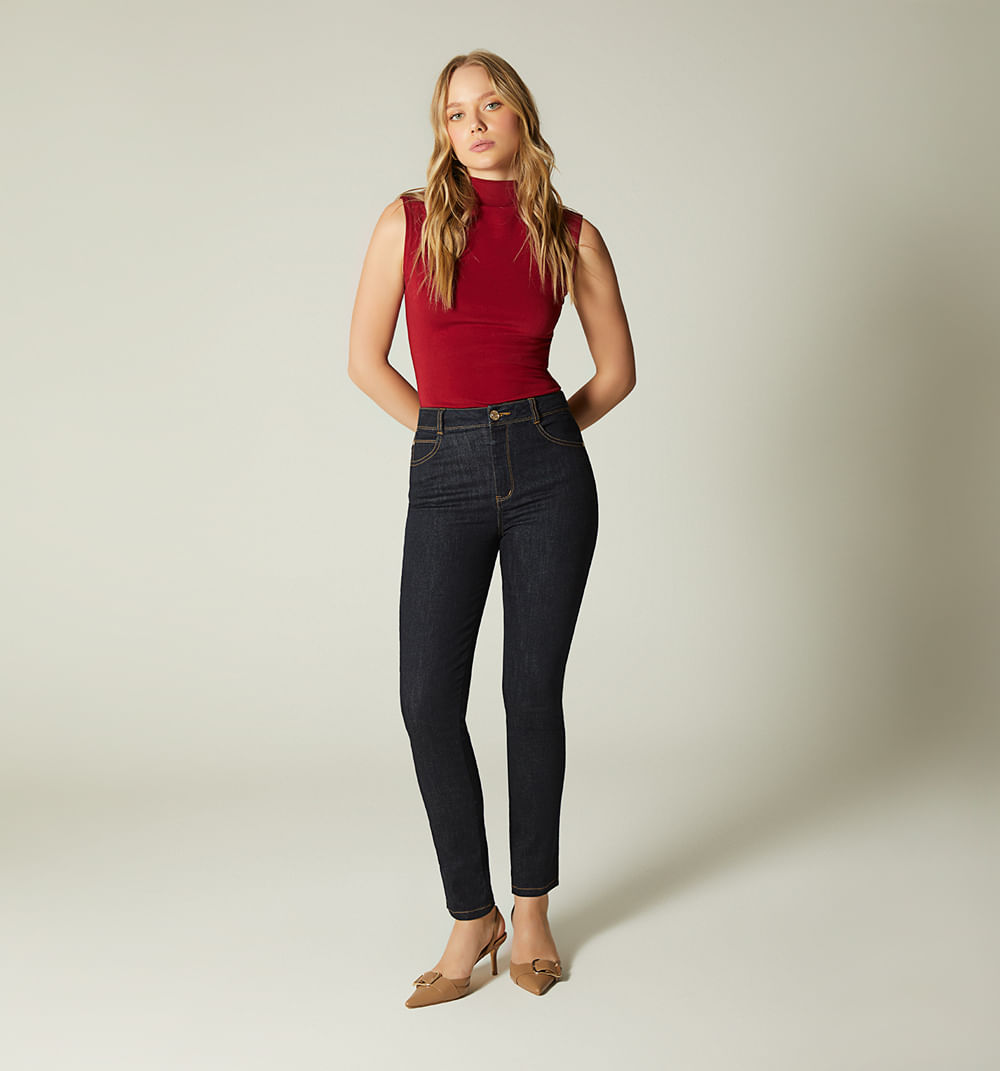 Jean skinny bolsillos bordados para mujer