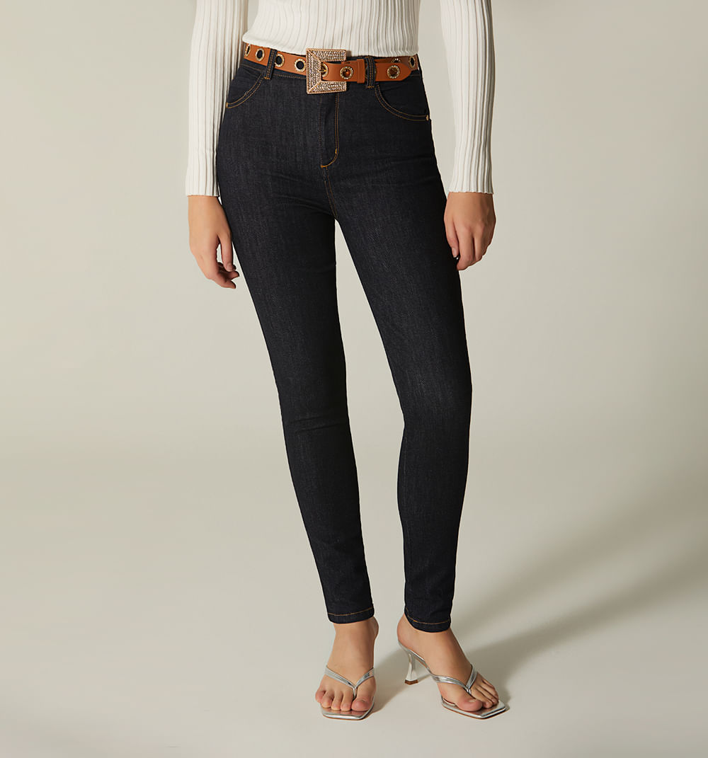 Jean skinny cinco bolsillos con correa