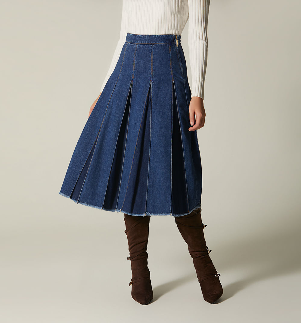 Falda midi tablones asentados