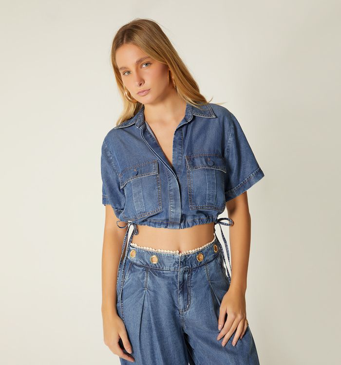 Blusa manga corta con tiras