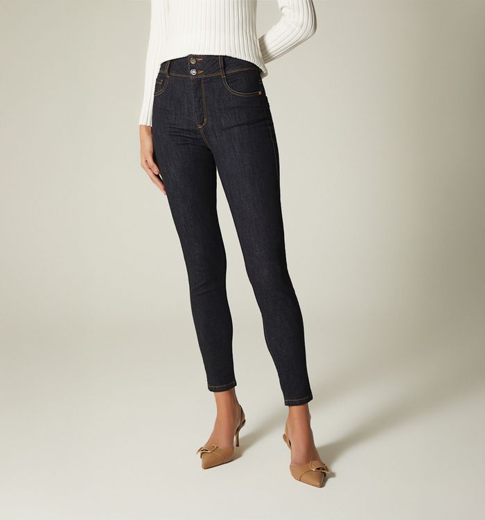 Jean skinny tiro alto cinco bolsilos