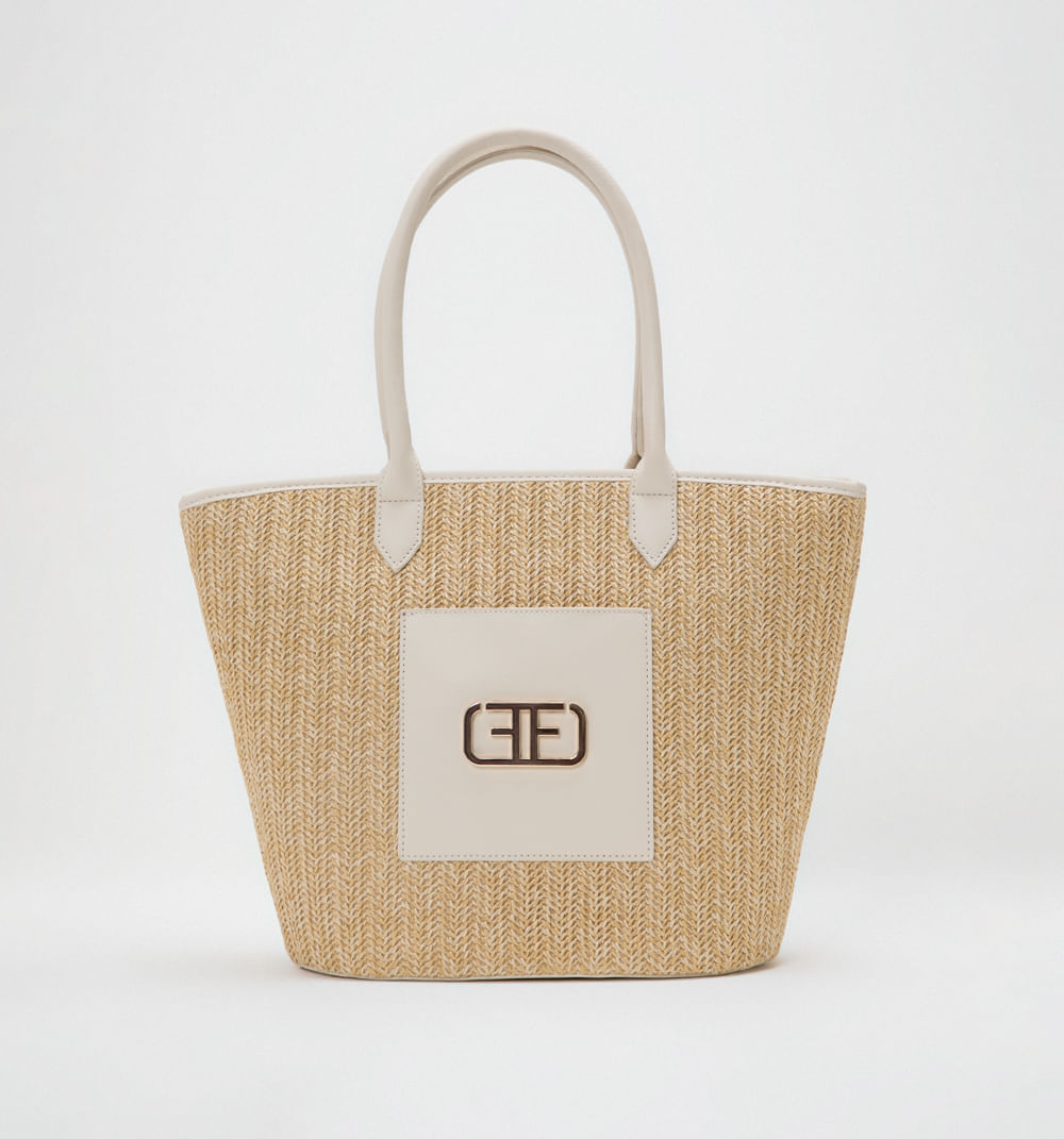 Bolso de hombro tejido con logo herraje