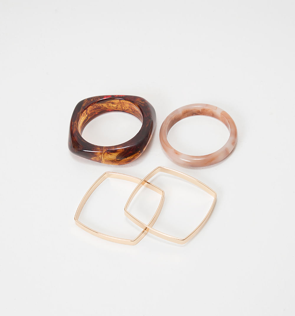 Pulsera resina y metal set x4