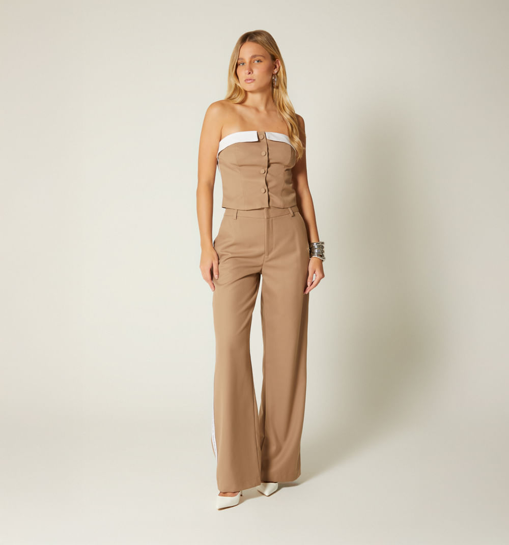 Blusa straple corte superior combinado