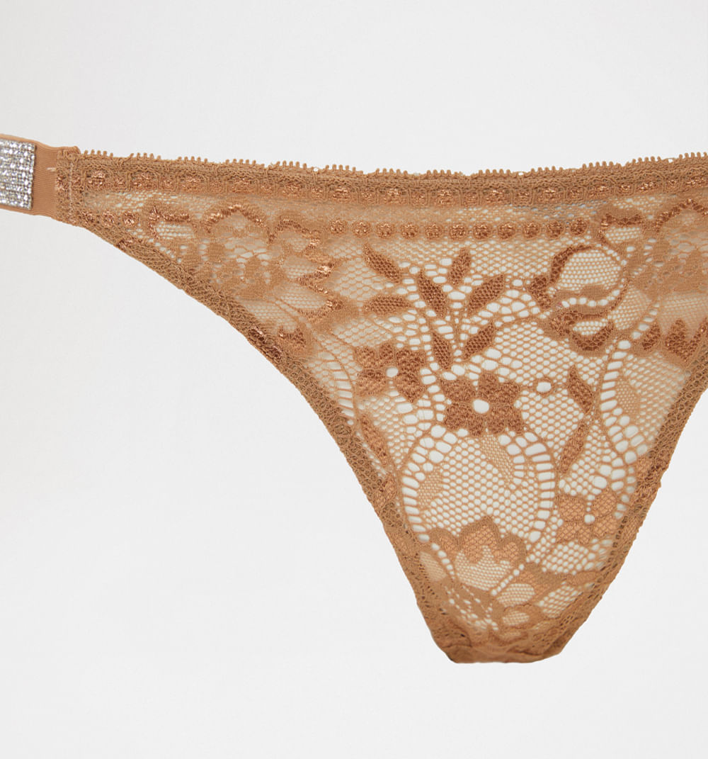 Panty encaje detalle tira logo hotfix