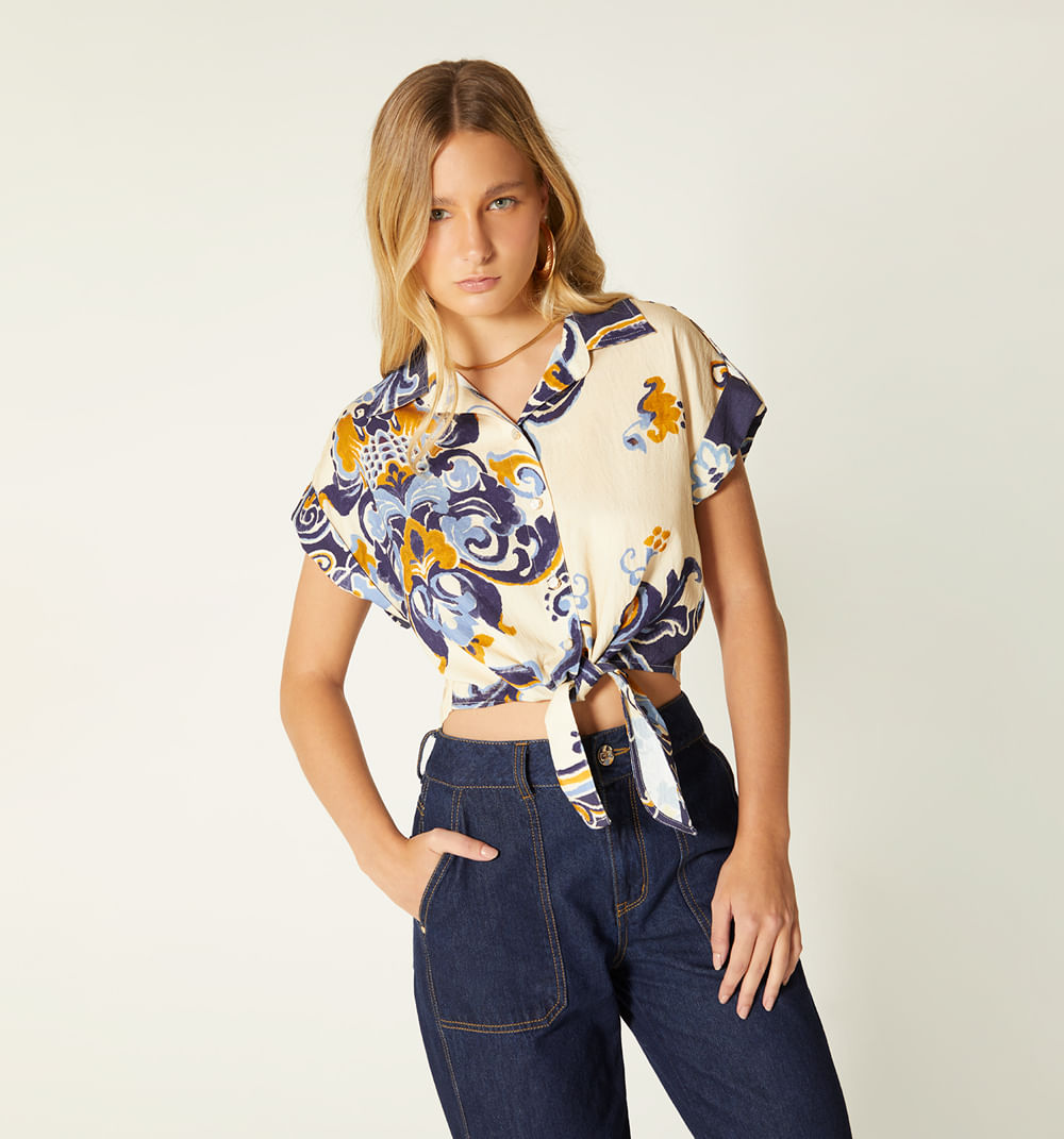 Blusa sisa camisera de anudar, color