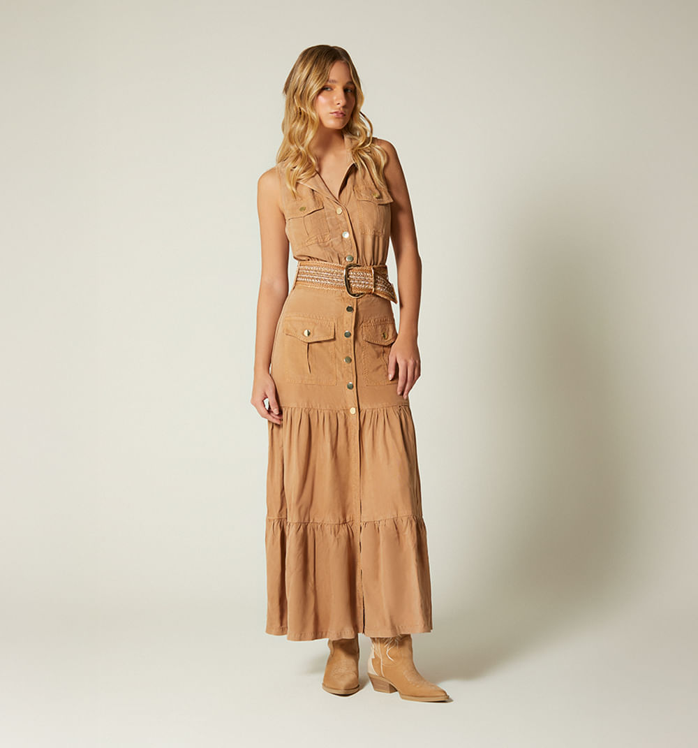 Vestido largo sisa con correa