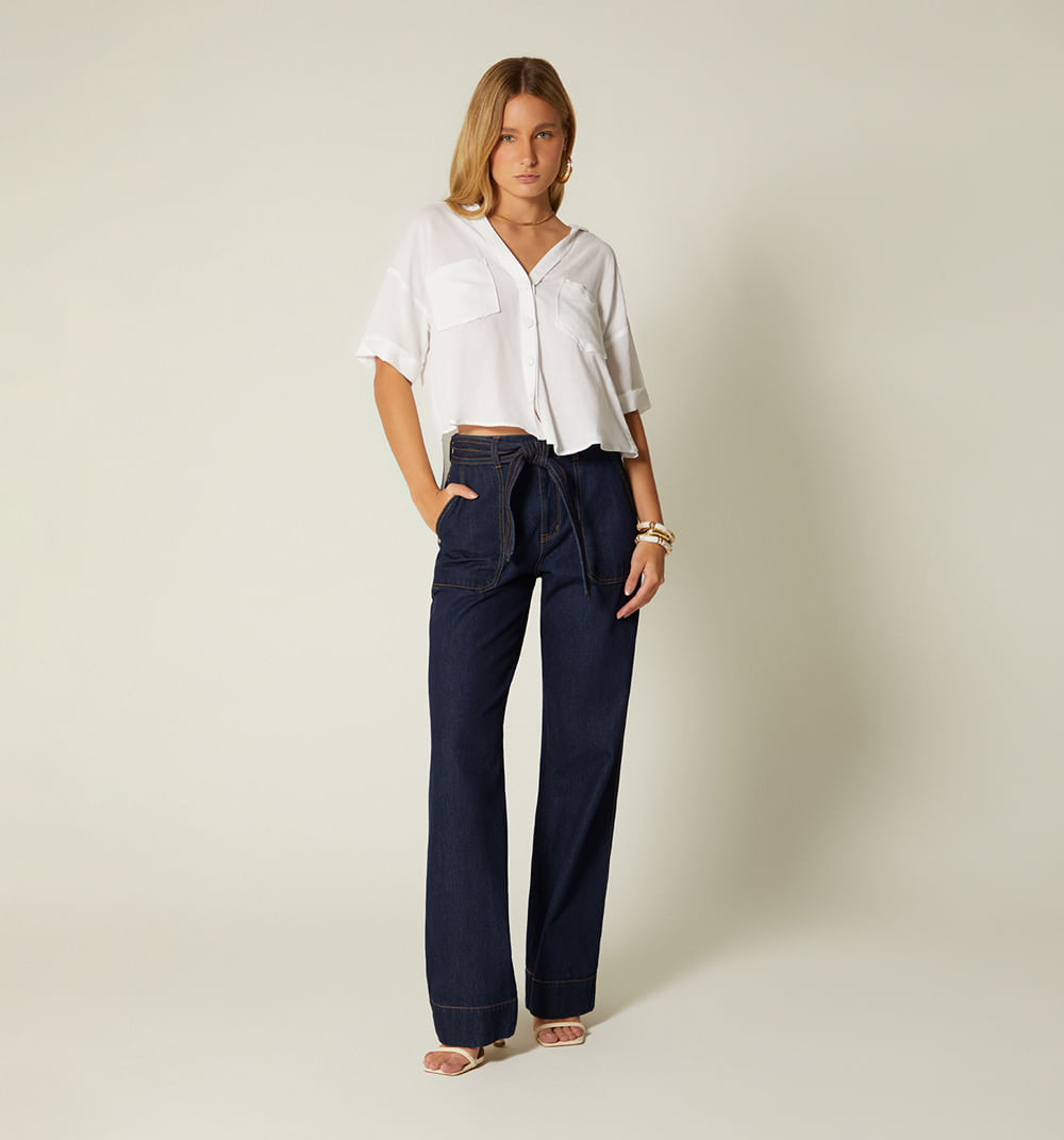 Blusa manga corta y bolsillos