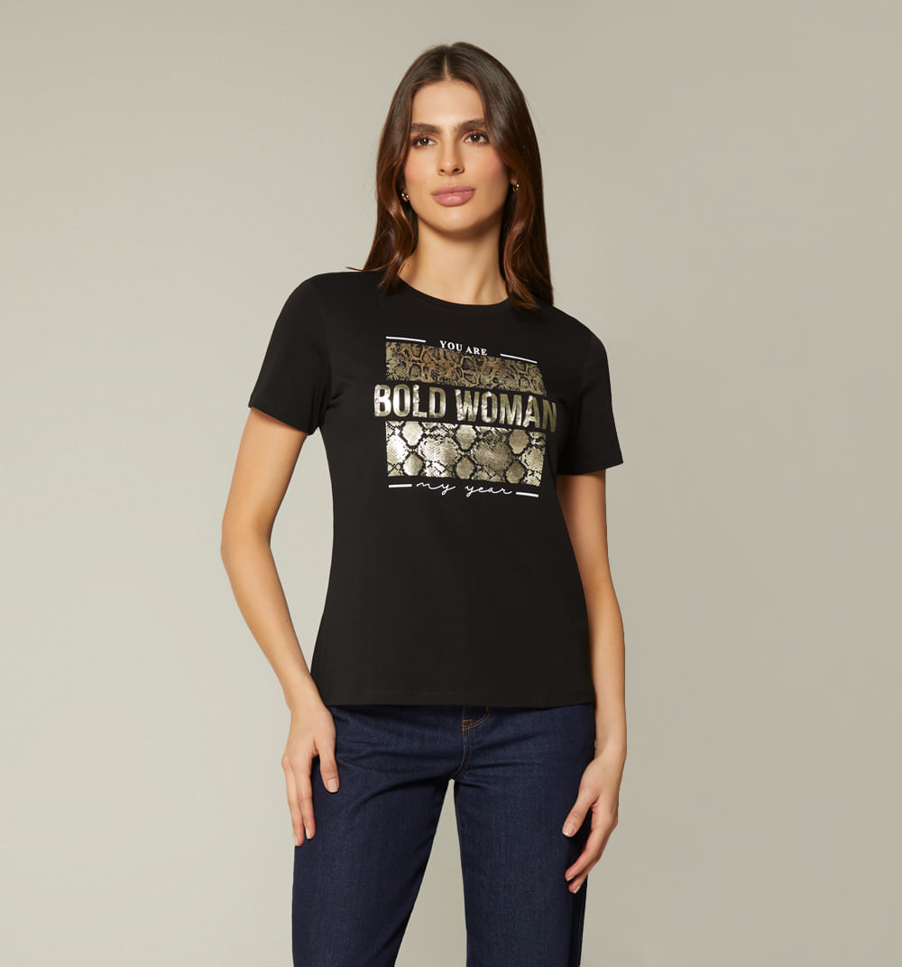 Camiseta manga corta estampado repujado