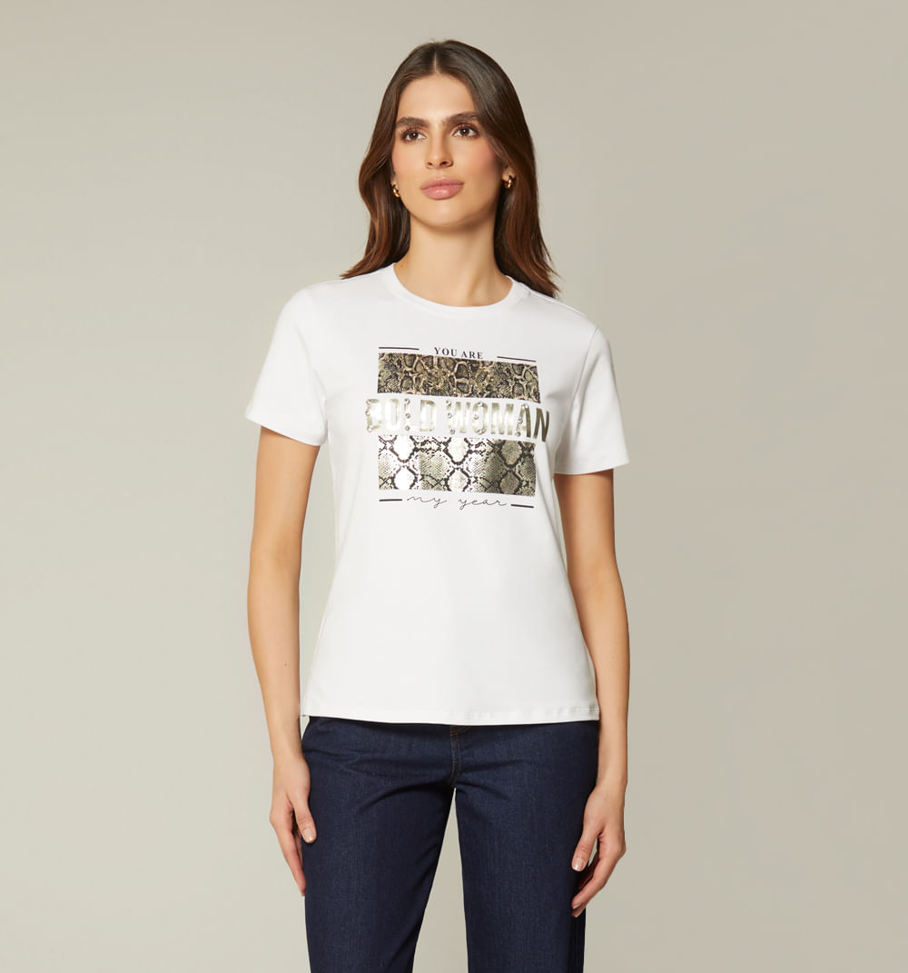 Camiseta manga corta estampado repujado