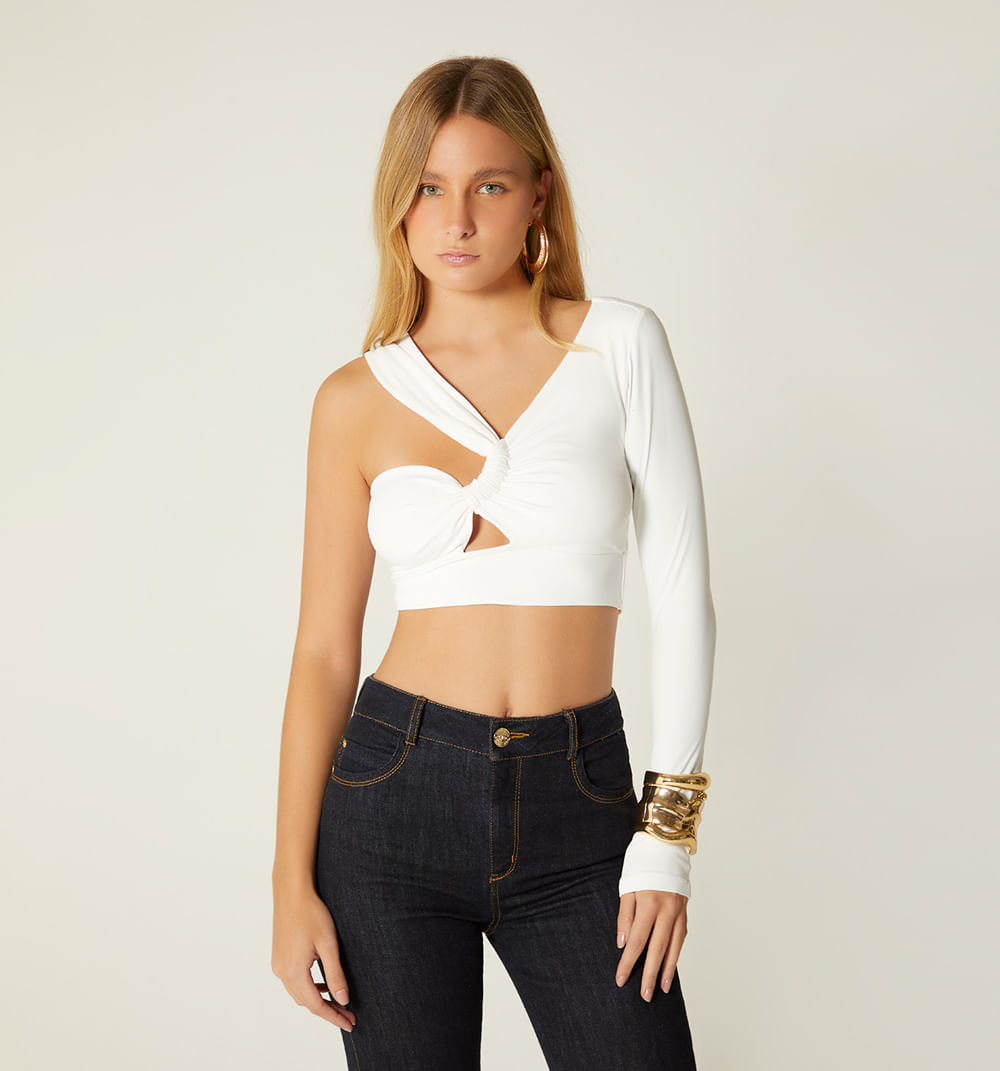 Blusa crop una sola manga