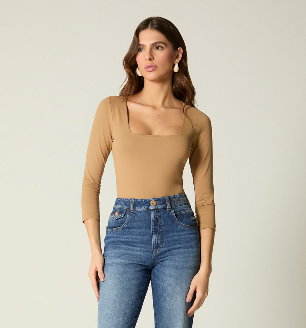Blusa escote cuadrado  manga 3/4