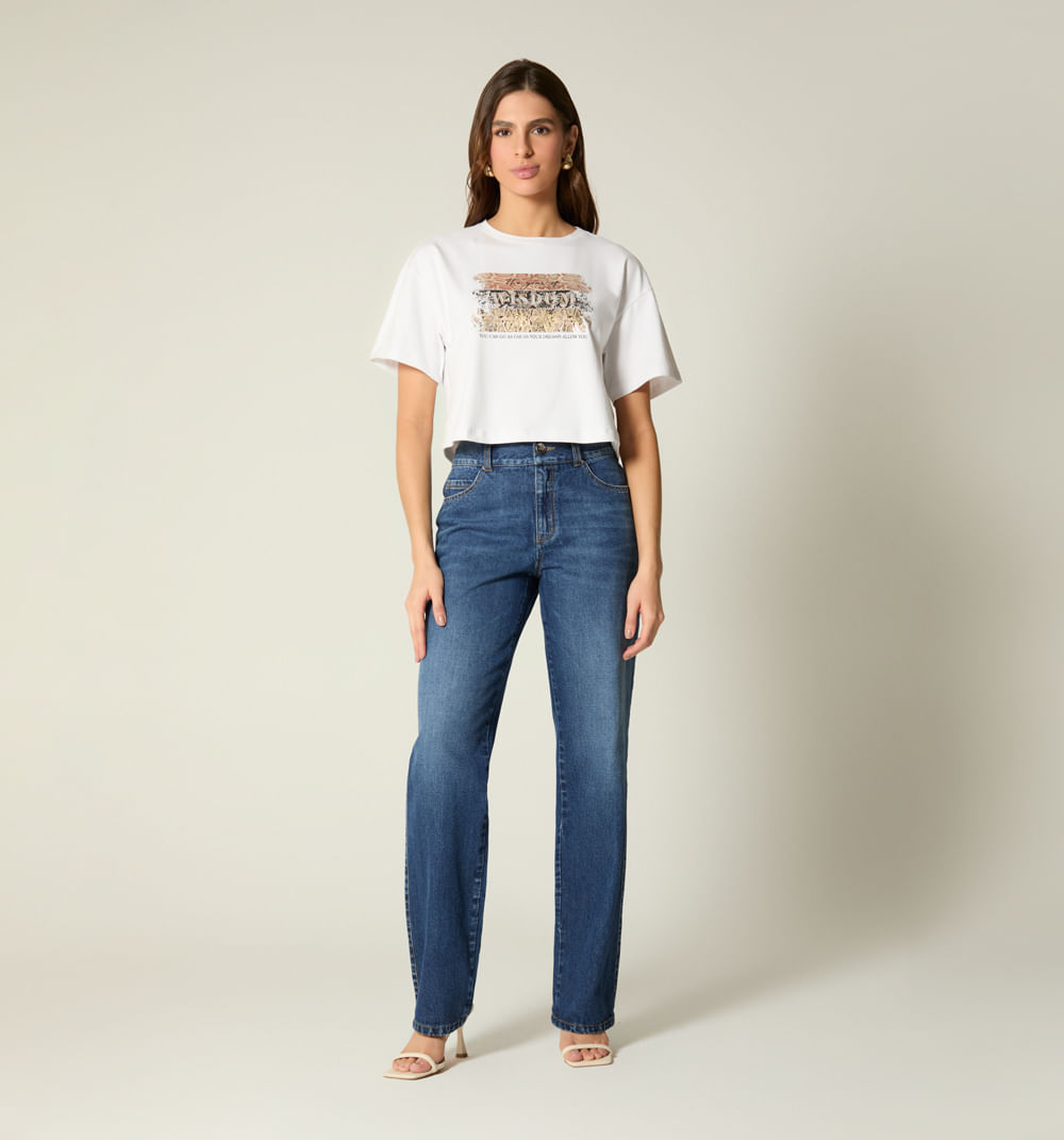 Camiseta manga corta estampado repujado