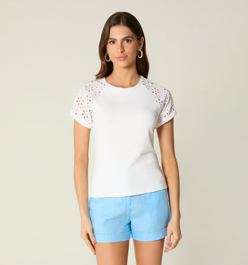 Camiseta manga rangla en hojarota