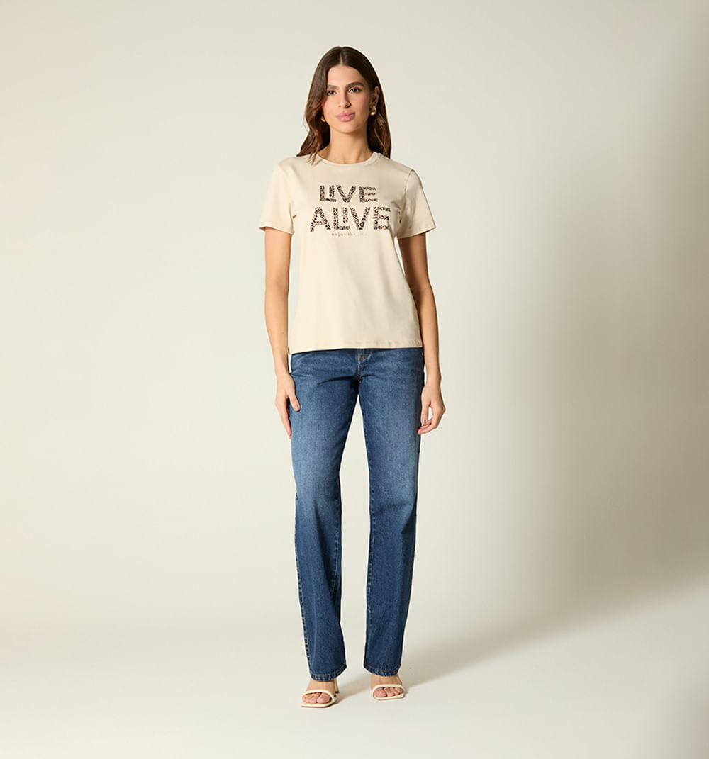 Camiseta manga corta estampado repujado