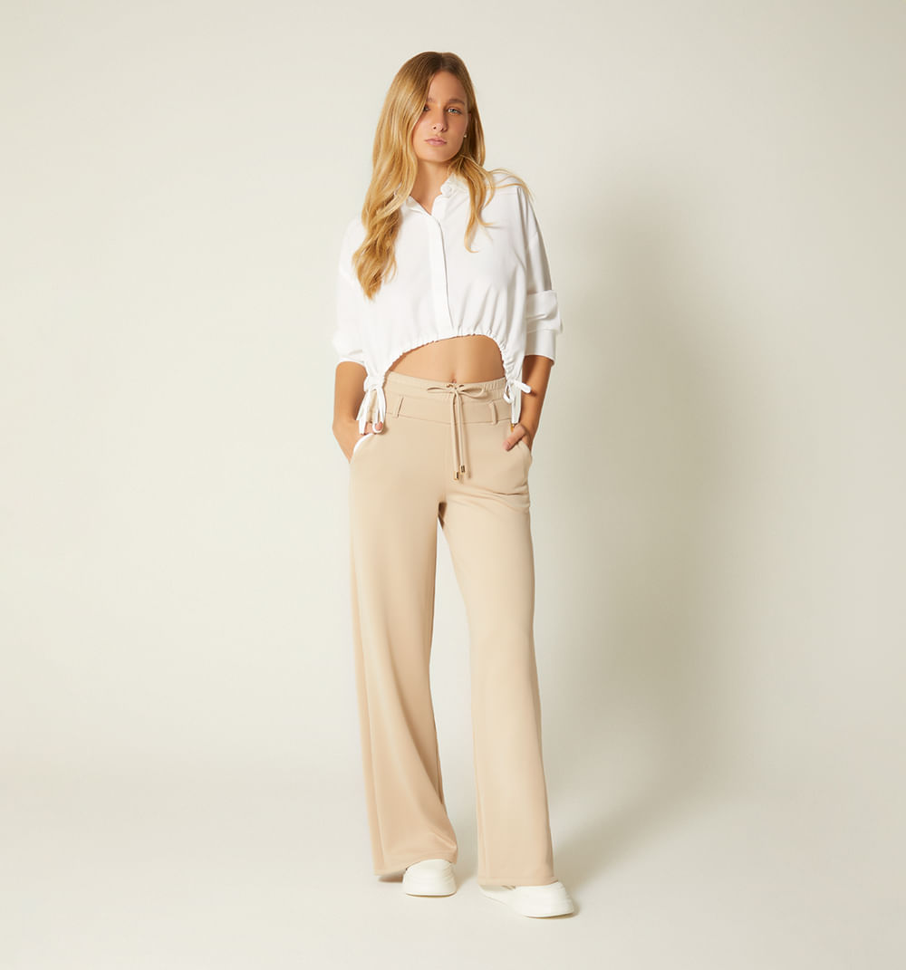 Pantalon bota ancho doble pretina