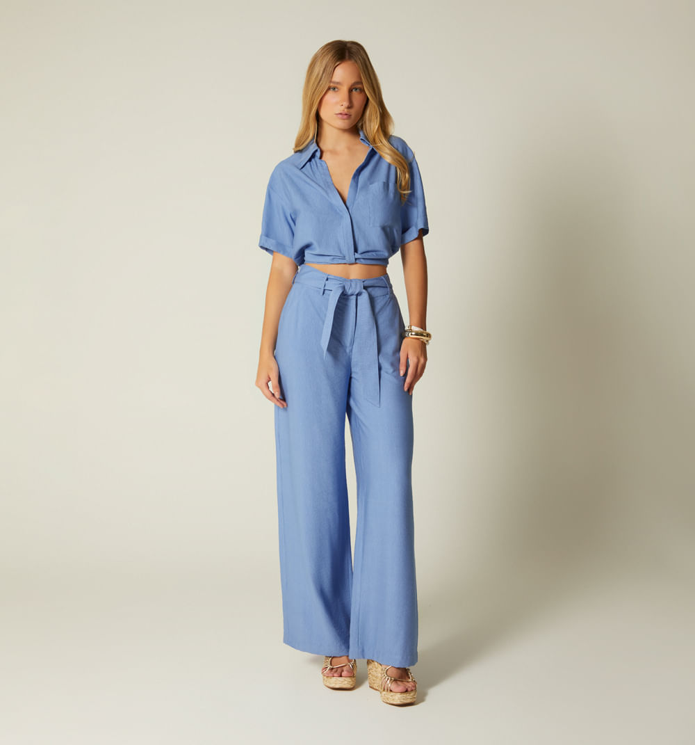 Blusa manga corta con entorche