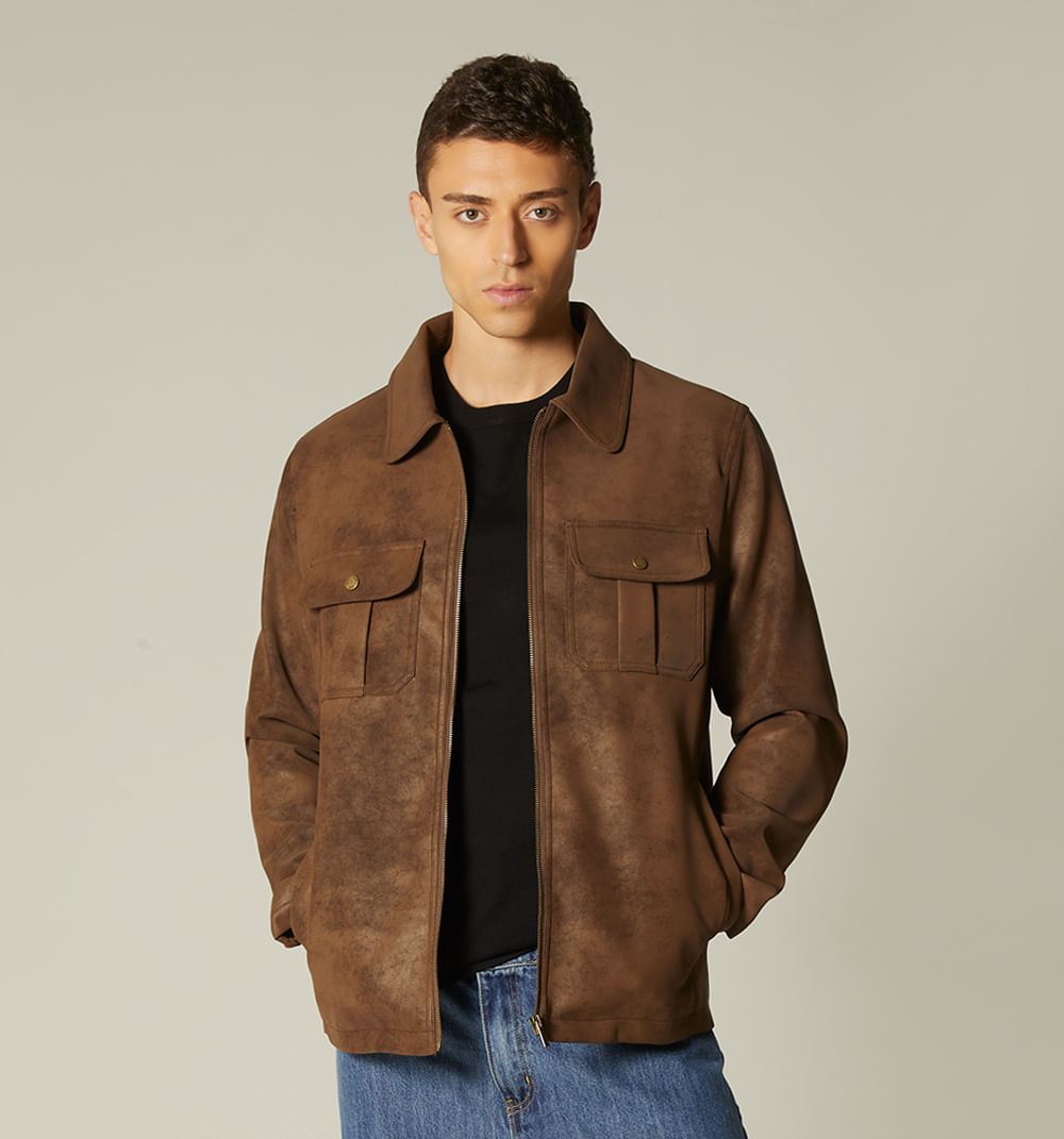 Chaqueta para hombre con bolsillo fuelle frontal