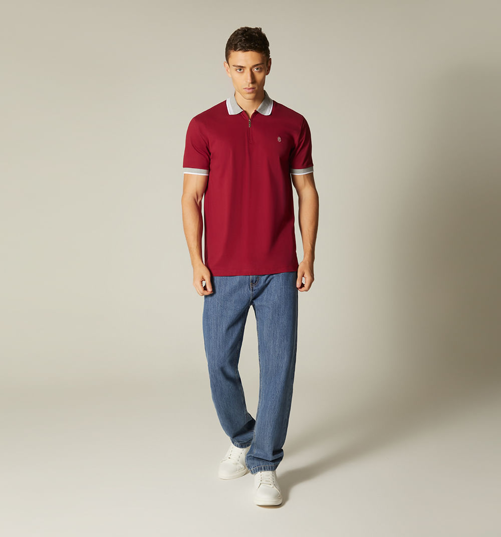 Polo para hombre regular fit en contraste cuello y puño
