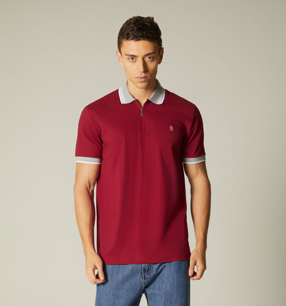 Polo para hombre regular fit en contraste cuello y puño