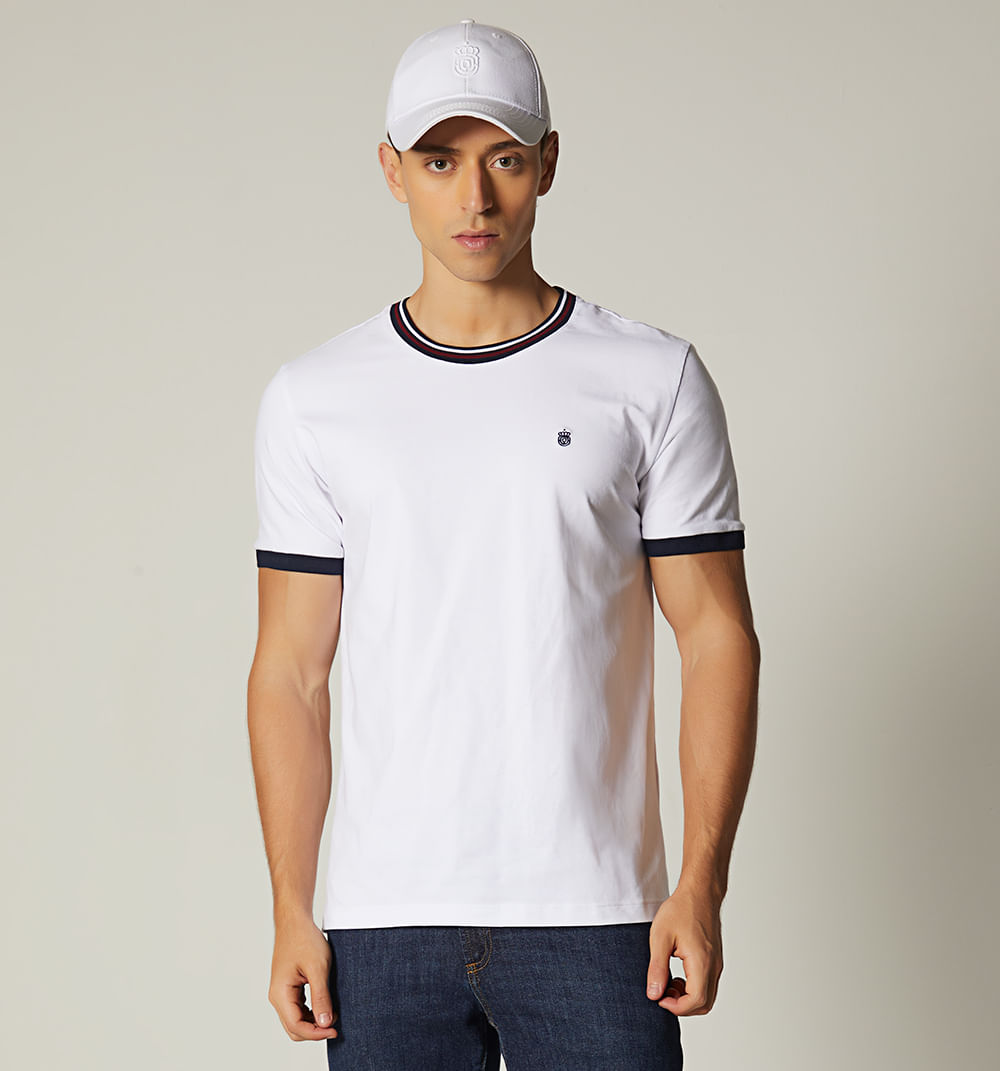 Camiseta para hombre slim fit cuello tej