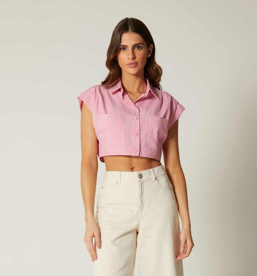 Blusa manga rodada prenses bolsillo