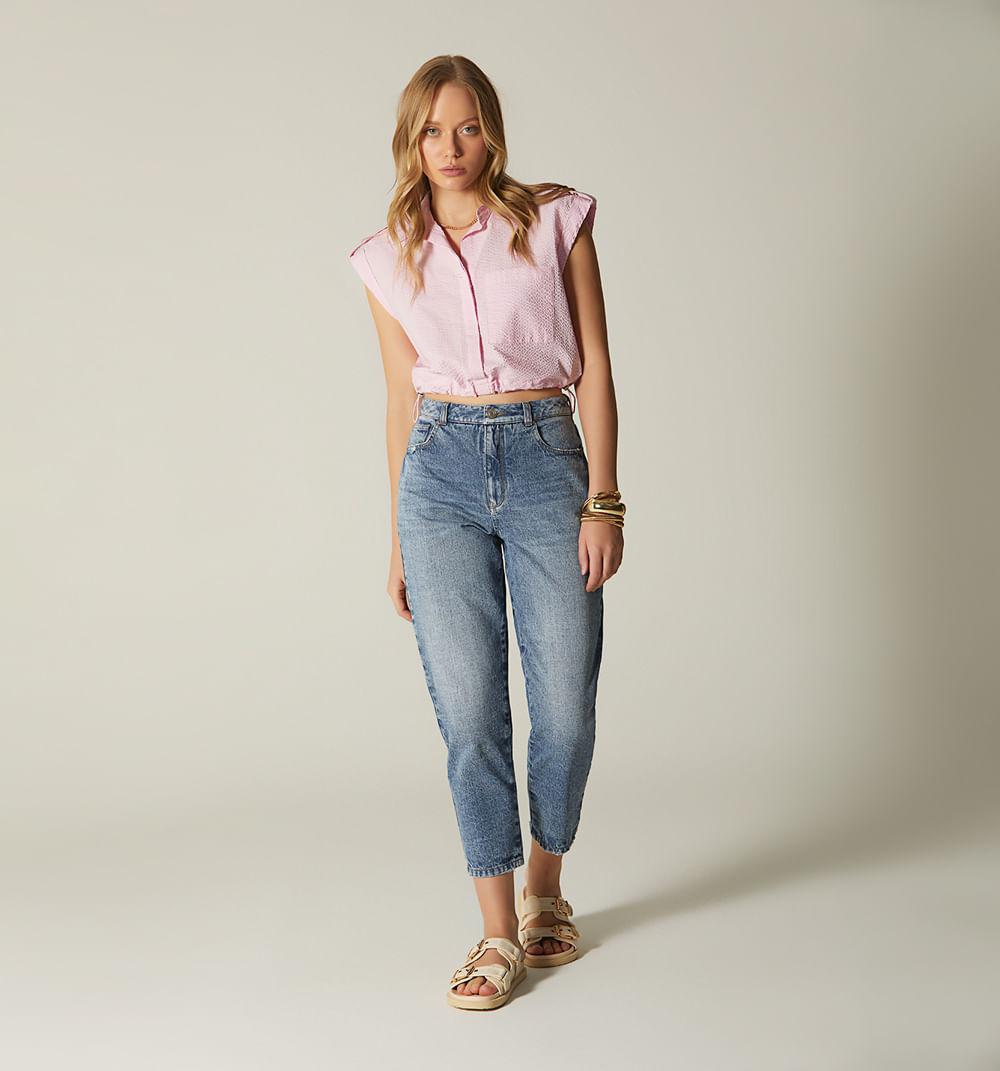 Jean skinny cropped tiro medio esencial