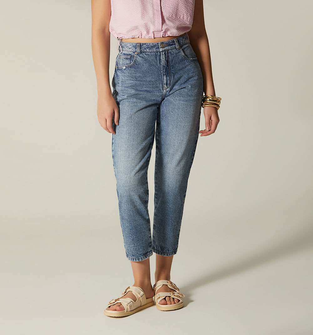 Jean skinny cropped tiro medio esencial