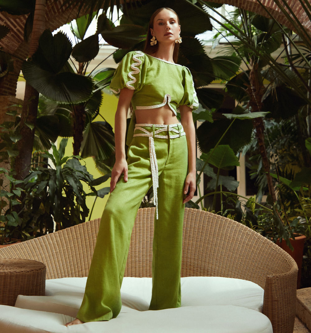 Pantalon palazo trensa en pretina
