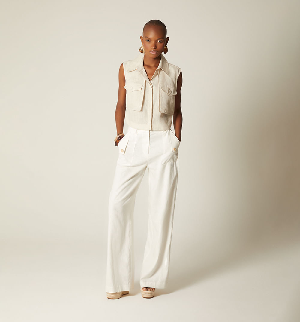 Blusa manga sisa con bolsillos