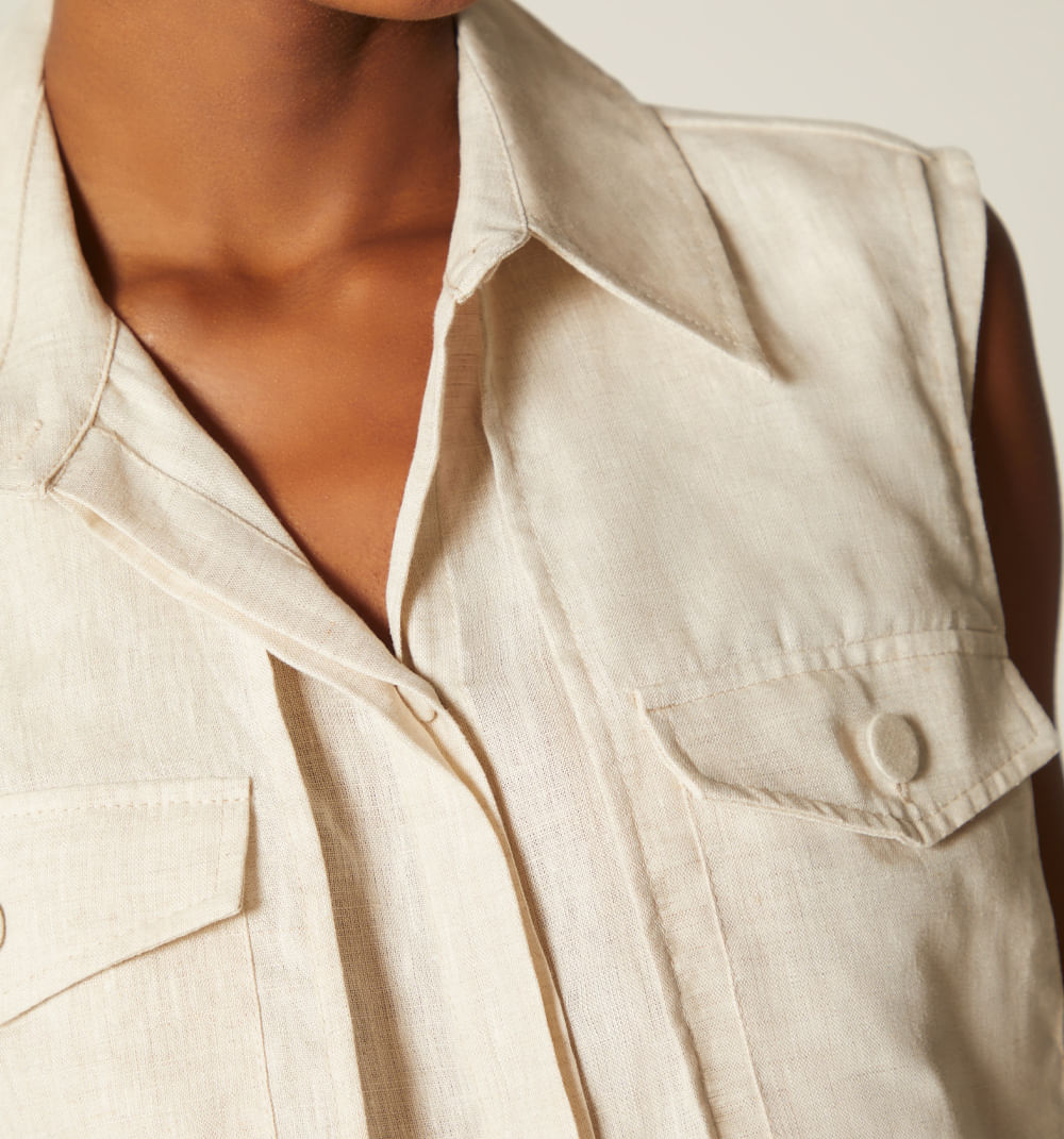 Blusa manga sisa con bolsillos