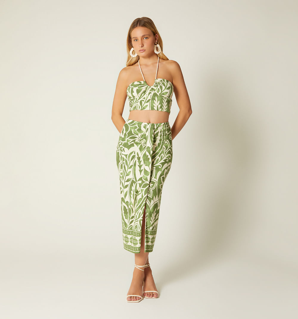 Falda larga drapeada