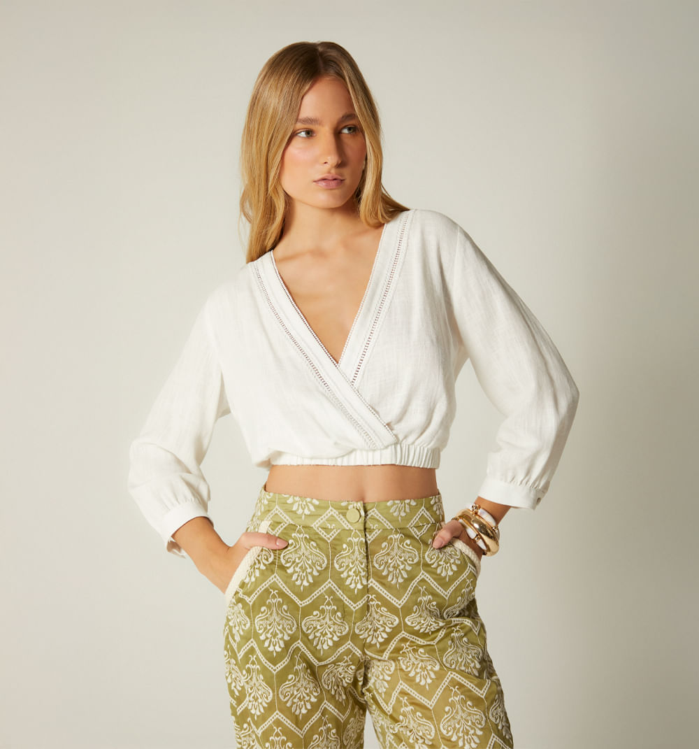 Blusa cruzada manga 3/4