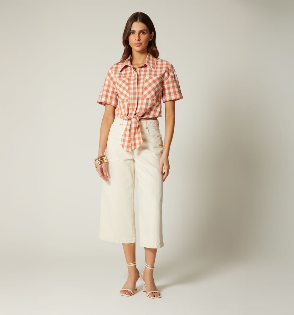 Blusa manga corta con nudo