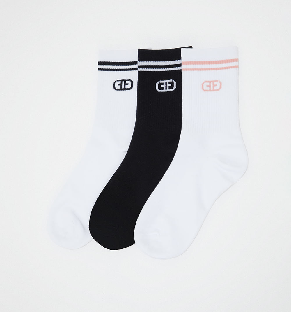 Medias deportivas con logo set x3